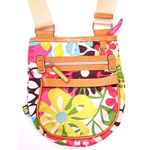 Lily Bloom Mini Crossbody Purse Handbag Floral Canvas Festive Fun‎ Colorful
